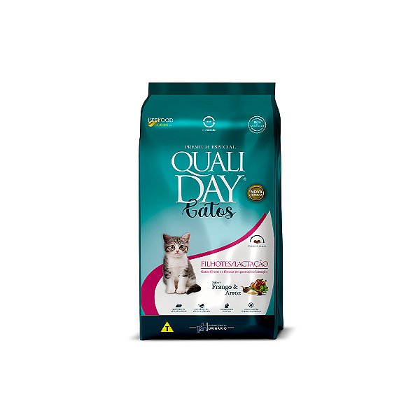 Ração Qualiday Cat Filhotes Lactação Frango, Arroz e Vegetais
