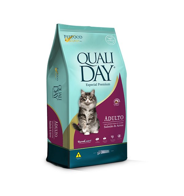Ração Qualiday Cat Adultos Salmão, Arroz e Vegetais