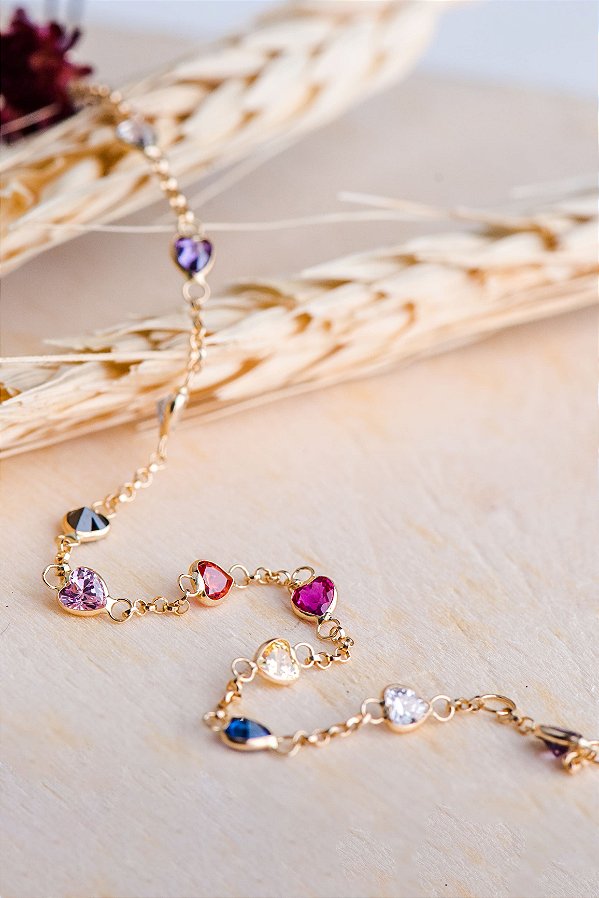 Pulseira Corações Coloridos - Ushine