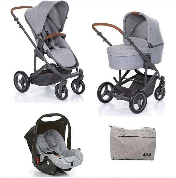 Kit Carrinho Como 4 com bebe conforto e moises cor Woven Grey - ABC Design
