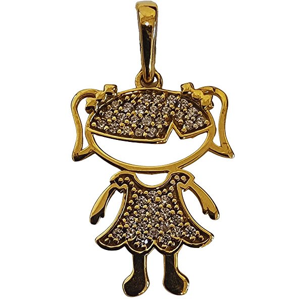 Pingente Menina Maria Chiquinha E Saia Cravejada - Ushine