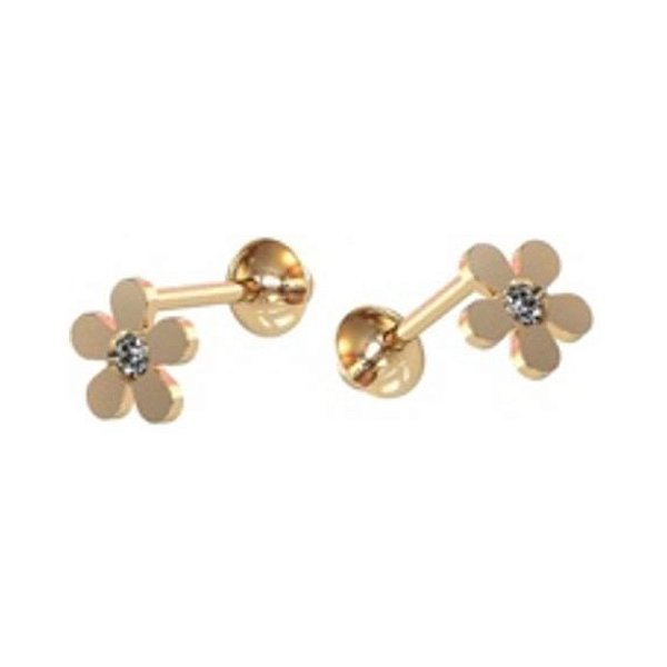 Brinco Flor e Zirconia ponto - Ushine