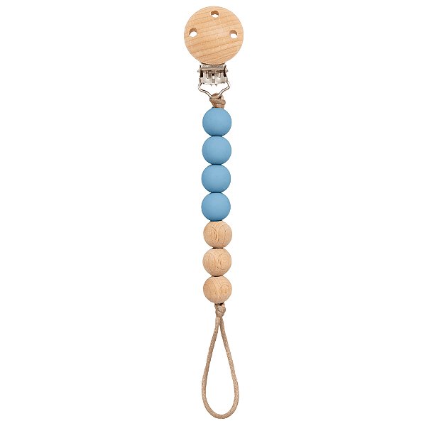 Prendedor De Chupeta Silicone E Bambu Azul - Buba