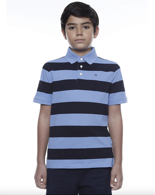 Polo Infantil Multiblock Stripe Azul - Tommy Hilfiger