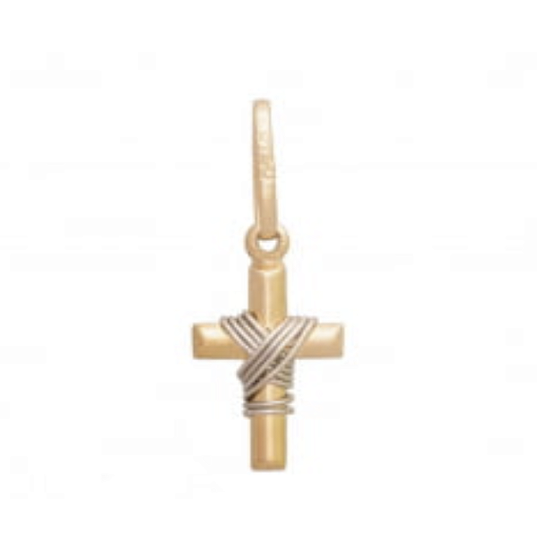 Pingente Crucifixo em Ouro amarelo 18k e detalhes Ouro Branco - Ushine