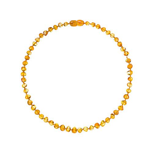 Colar De Ambar Polido Mel 32cm - Âmbar Baby Care