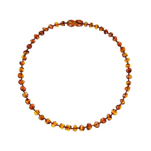 Colar De Ambar Polido Conhaque 32cm - Âmbar Baby Care