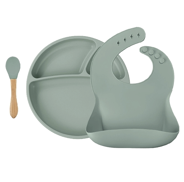 Kit de Alimentação Silicone BLW Aqua Green - Minikoioi
