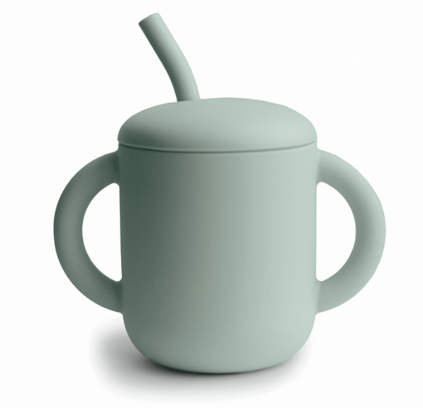 Copo de Treinamento com Canudo de Silicone Verde - Mushie