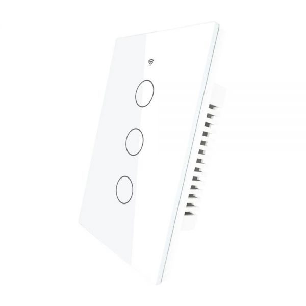 Interruptor De Luz Inteligente Moes Ws-Us3-Rfw-N Wi-Fi Rf 3 Botões - Branco