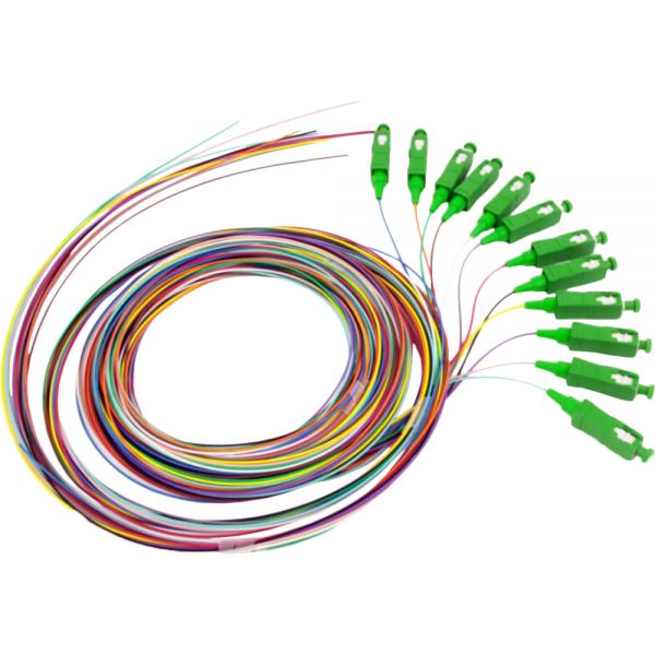 Cabo Pigtail Trançado De Fibra Óptica Sc-Upc G657A1 0.9 Mm - 1 Metro (12 Cores)