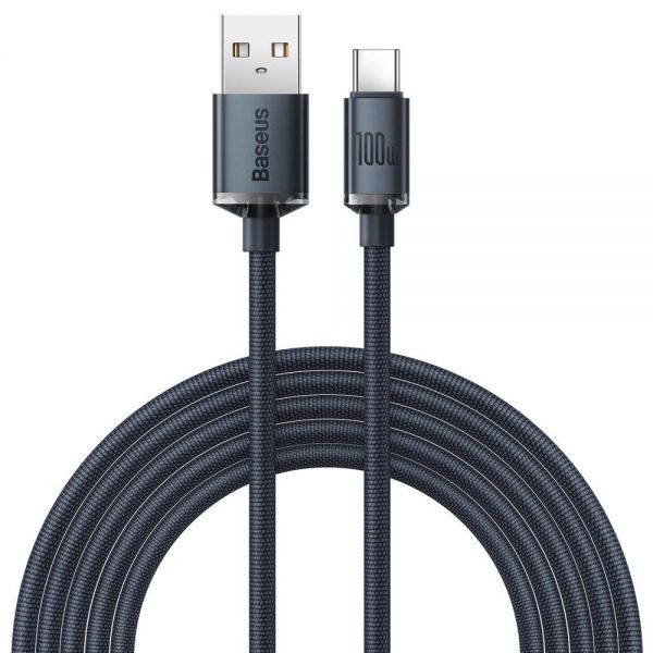 Cabo Usb-A A Usb-C Baseus Cajy000501 Crystal Shine 100 W - Black 2 Metros
