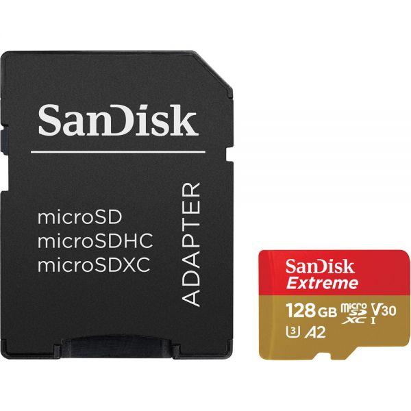 Memória Micro Sd Sandisk Extreme 190-90 Mb/S U3 128Gb Con Adaptador (Sdsqxaa-128G-Gn6Aa)