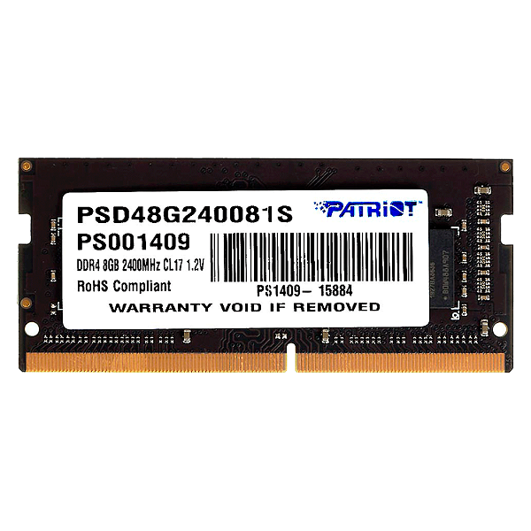 Memória Ram Para Notebook Patriot Signature 8Gb / Ddr4 / 2400Mhz - (Psd48G240081S)