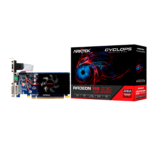 Placa De Vídeo Arktek Radeon R5-230 Cyclops 2Gb Ddr3 - (Akr230D3S2Gl1)