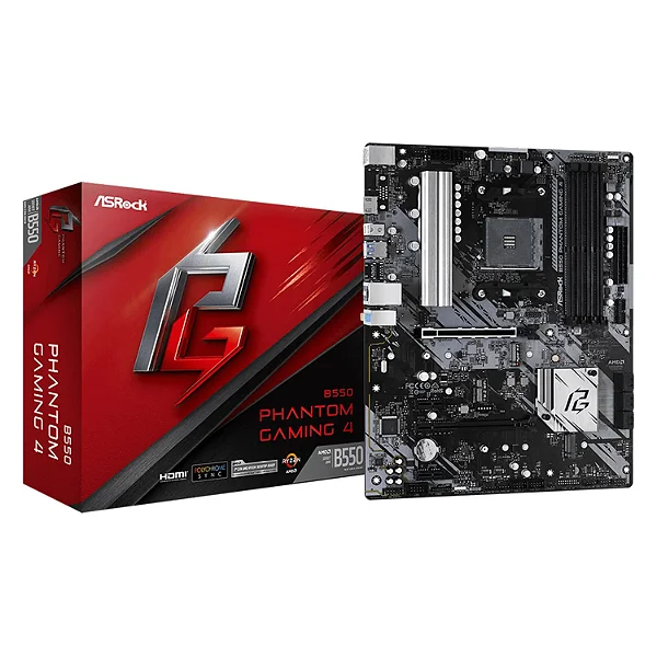 Placa Mãe Asrock B550 Phantom Gaming 4 / Soquete Am4 / Ddr4 Oc