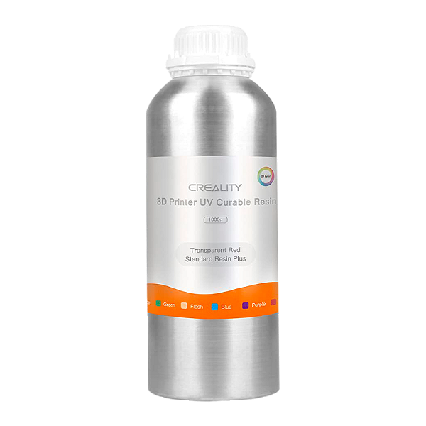 Resina Para Impressora 3D Creality Standard Rigid Plus 1Kg - Vermelho Transparente