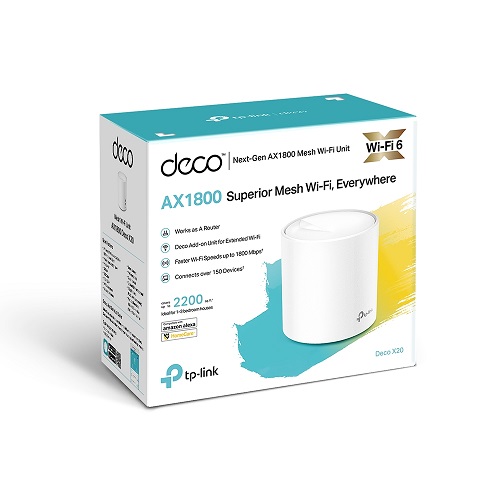 Tp-Link Wifi 6 Deco X20(1-Pack) Whole-Home Mesh Ax1800