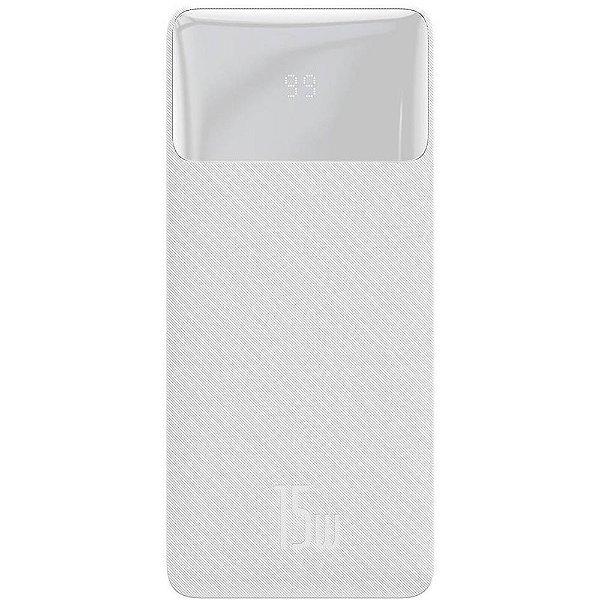 Carregador Portátil Baseus Bipow LCD 15 W 10.000 mAh 2 x USB-A + USB-C + Micro USB - Branco (PPBD050002)
