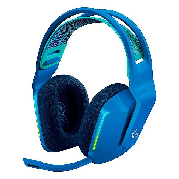 Fone de Ouvido Gamer Logitech G733 Lightspeed Sem Fio RGB - Azul