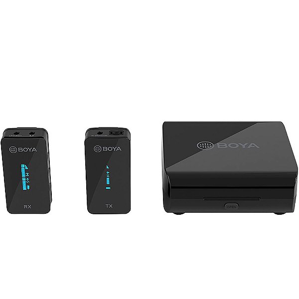 Kit de Microfone sem Fio Boya BY-XM6-K1 com Estojo de Carregamento - Preto