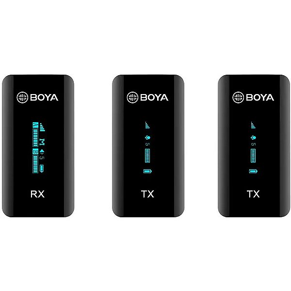 Kit de Microfone sem fio Boya BY-XM6-K2 com Estojo de Carregamento - Preto