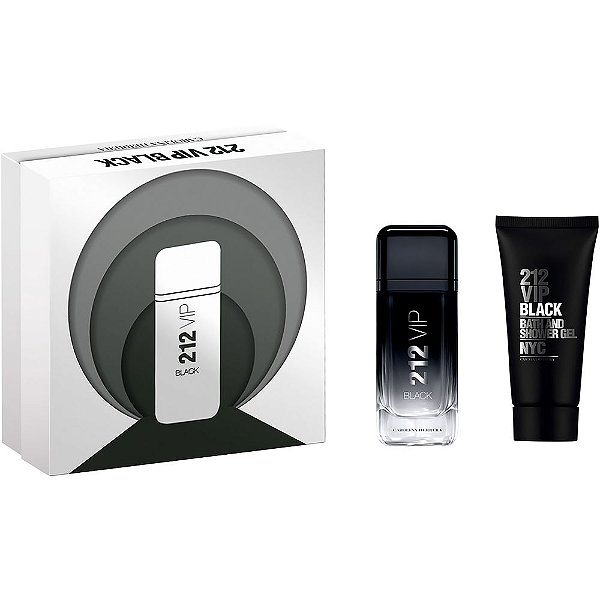 Kit Perfume Carolina Herrera 212 VIP Black EDP 100mL + Gel de Banho 100mL - Masculino