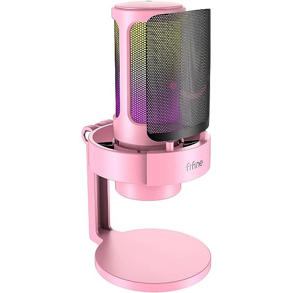 Microfone Fifine A8 RGB USB - Rosa