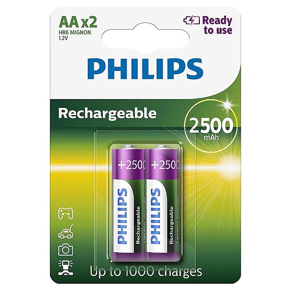 Pilhas Recarregáveis ​​Philips AA x 2 R6B2RTU25/97 - 2500 mAh