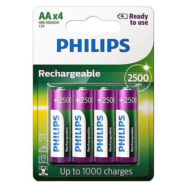 Pilhas Recarregáveis ​​Philips AA x 4 R6B4RTU25/97 - 2500 mAh