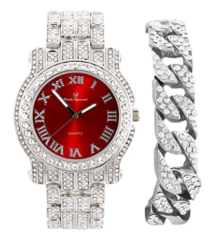 Relógio Masculino Charles Raymond L0504B - Cuban (Roman Silver Blood Red)