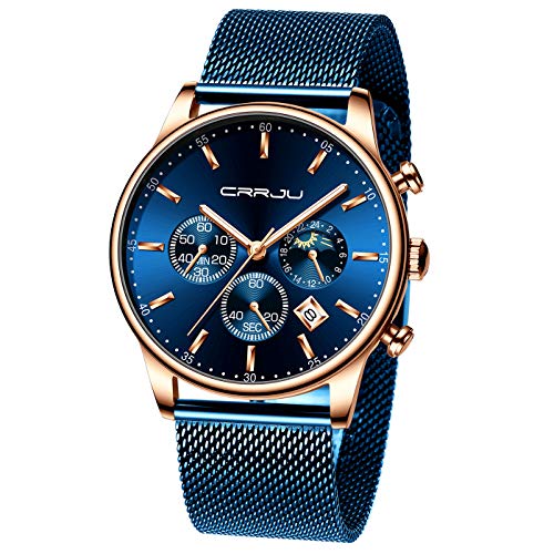 Relógio Masculino CRRJU stainless steel mesh watches