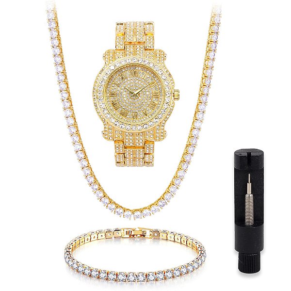 Relógio Masculino Techno Pave WBCH-7341-402 GOLD