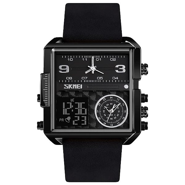 Relógio Masculino SKMEI SKM1584-Black Leather-41mm