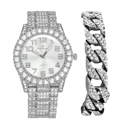 Relógio Masculino Charles Raymond ST10327ARC Cuban Shiny Silver