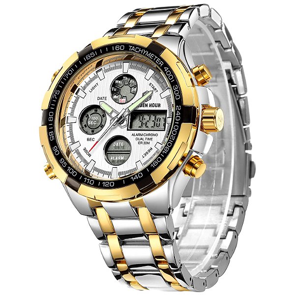 Relógio Masculino GOLDEN HOUR TM-GH-108-S-G-W