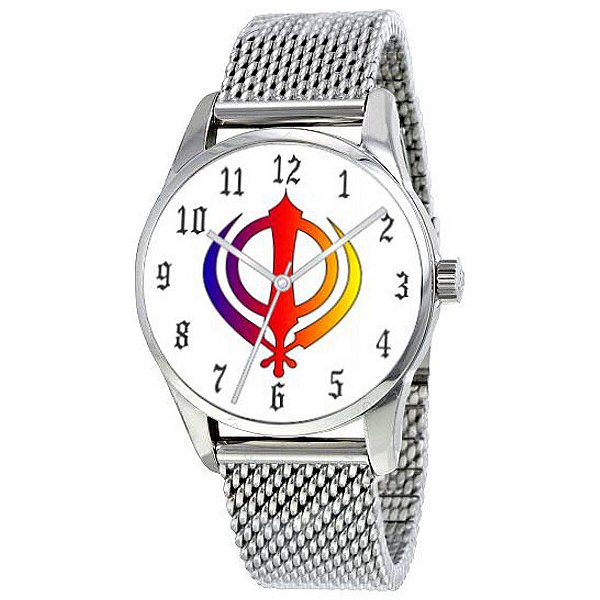 Relógio Feminino Inspirational Time Sikh Khanda Red