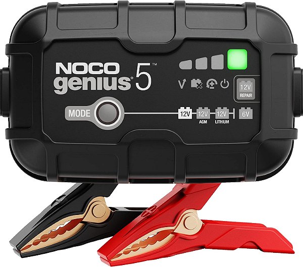 NOCO GENIUS5, Carregador de Bateria Inteligente de 5A para Carros, Carregador Automotivo de 6V e 12V, Mantenedor de Bateria, Carregador Lento, Carregador Flutuante e