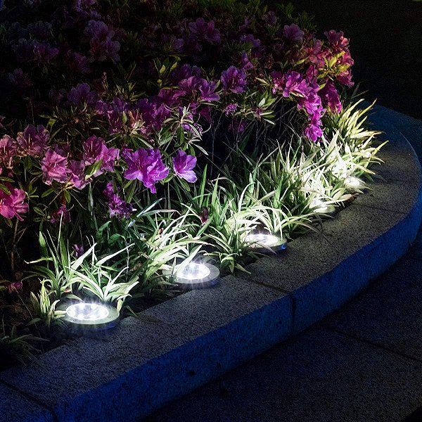 Luzes Solares para o Chão Pamapic 8 Peças, 8 LED Luzes de Disco Solar para Ambientes Externos à Prova d'Água para Iluminação de Jardim Paisagístico para Quintal, Deck, Gramado,