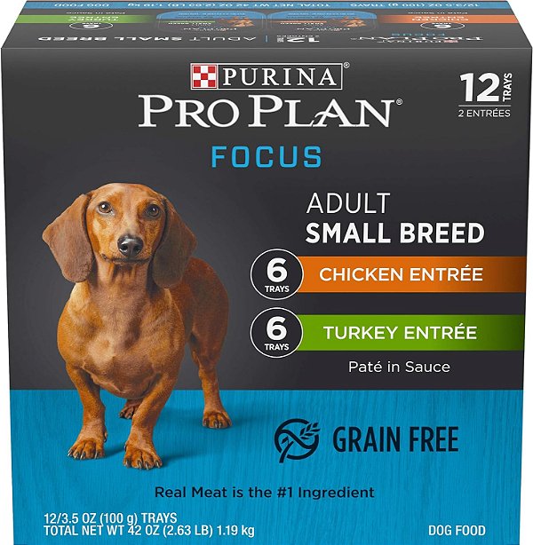 Alimento Úmido Purina Pro Plan para Cães Pequenos - Patê de Frango ou Peru em Molho - Pack Variado de Alimento para Cães de Alta Proteína - (12) Bandejas de 3,5 oz.