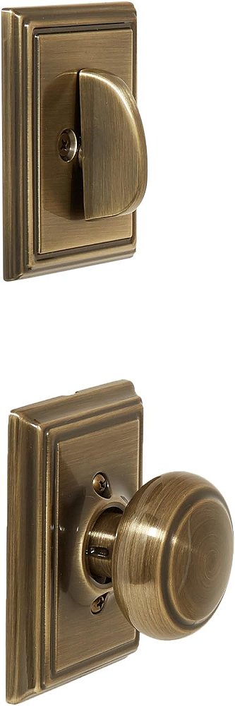 Empresa de fechaduras Schlage F59AND609ADD Pacote de Maçaneta Interna em Latão Antigo Andover com Fechadura de Cilindro Único e Roseta Decorativa Addison (Apenas Metade Interna), Latão