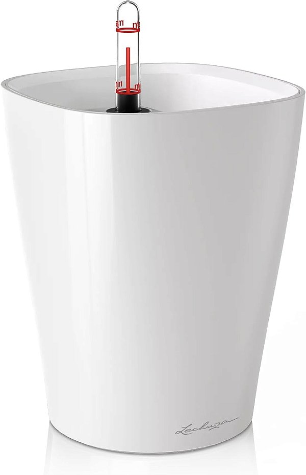 Vaso para Plantas Lechuza 14900 Deltini com Autopotagem para Uso Interno e Externo, 6 x 6 x 7, Branco