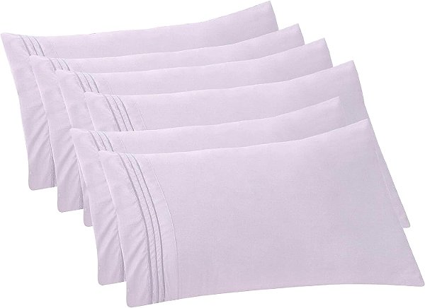 Fronhas de Almofada Sólidas 6-PACK de Conforto Elegante 1500 Fios de Qualidade Egípcia - Fácil Cuidado, Tecido Suave, Resistente a Rugas e Manchas, Fácil de Coloc
