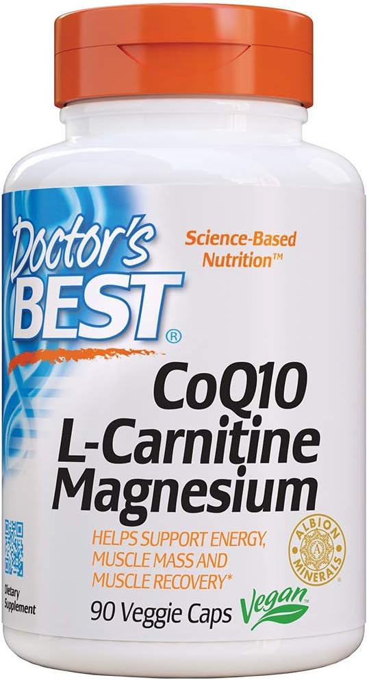 Melhor médico Coq10 / L-Carnitina / Magnésio Mistura única, Suporta Energia, Massa Muscular e Recuperação Muscular, Cápsulas Vegetarianas, 90 Contagem