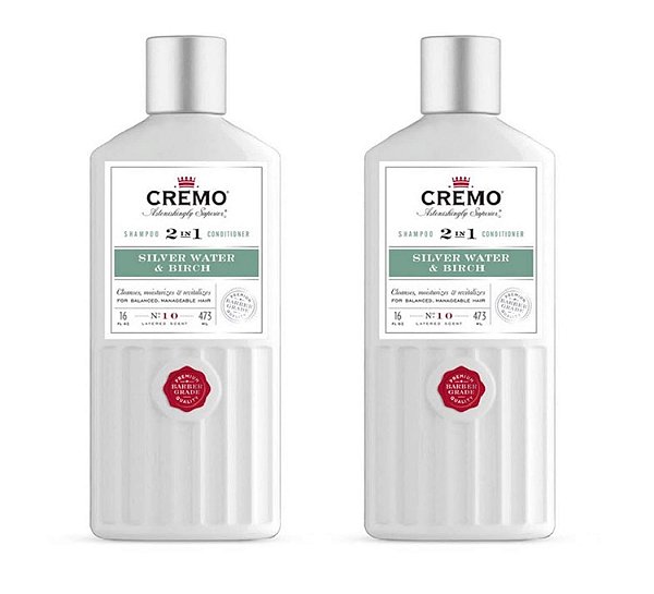 Shampoo e Condicionador 2 em 1 Cremo Barber Grade Silver Water & Birch, 16 Fl Oz (pacote com 2)