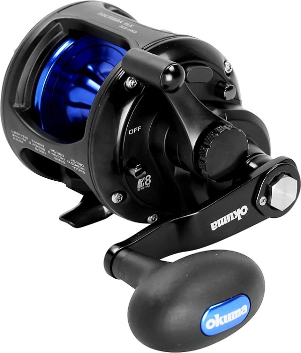 Carretilha de Pesca Okuma Solterra SLX de Nível Único, Velocidade Única, Arraste com Alavanca, para Pesca em Água Salgada, SLX-10Lb, 380yds-20lb
