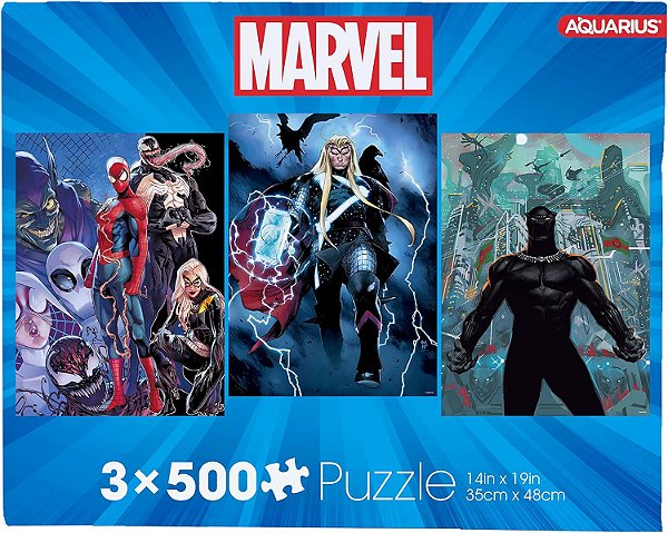 AQUÁRIO - Quebra-cabeças Marvel de 500 peças | Conjunto de 3 Quebra-cabeças