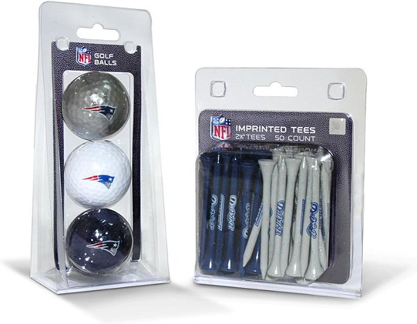 Bolas de golfe com logotipo da NFL (3 unidades) e tees de golfe regulamentares de 2-3/4 (50 unidades), coloridos.