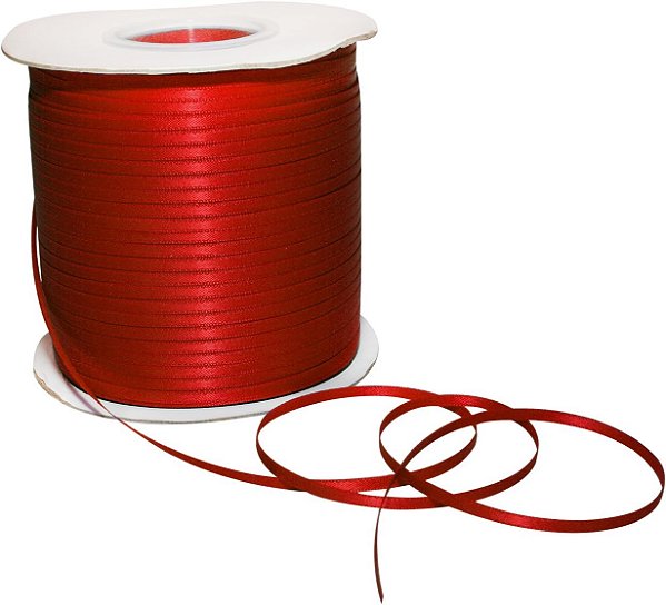 Fita de Cetim Dupla Face Morex 08803/500-250 1/8 X 500 YD Vermelha para Embalagem de Presente, Cartões de Aniversário, Vestido de Cetim para Mulheres, Fitas de