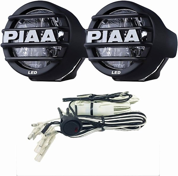 Kit de Lâmpada de Neblina LED Branco Piaa 5370 de 3,5 polegadas em conformidade com o SAE com conjunto de fiação e relé e interruptor, pacote de 2.